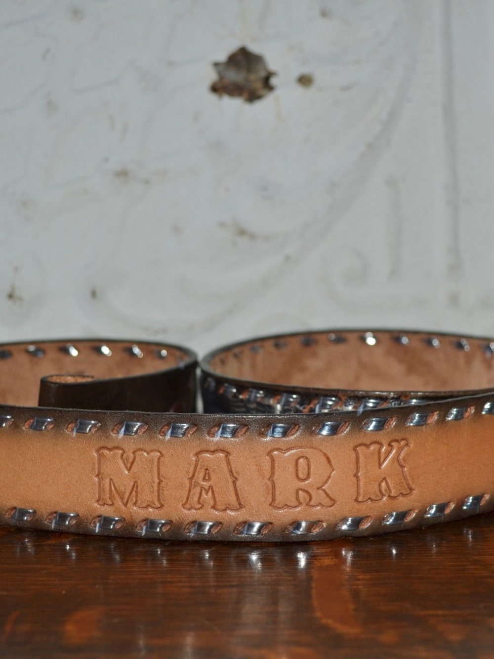 Vtg Hand Tooled Brown Leather Eagle Belt Size 34 Western Cowboy Boho USA MARK